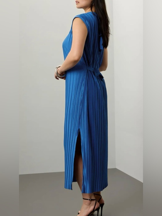 Atlein Dresses & Skirts - Atlein Plisse Midi Dress Sleeveless Pleated Blue
